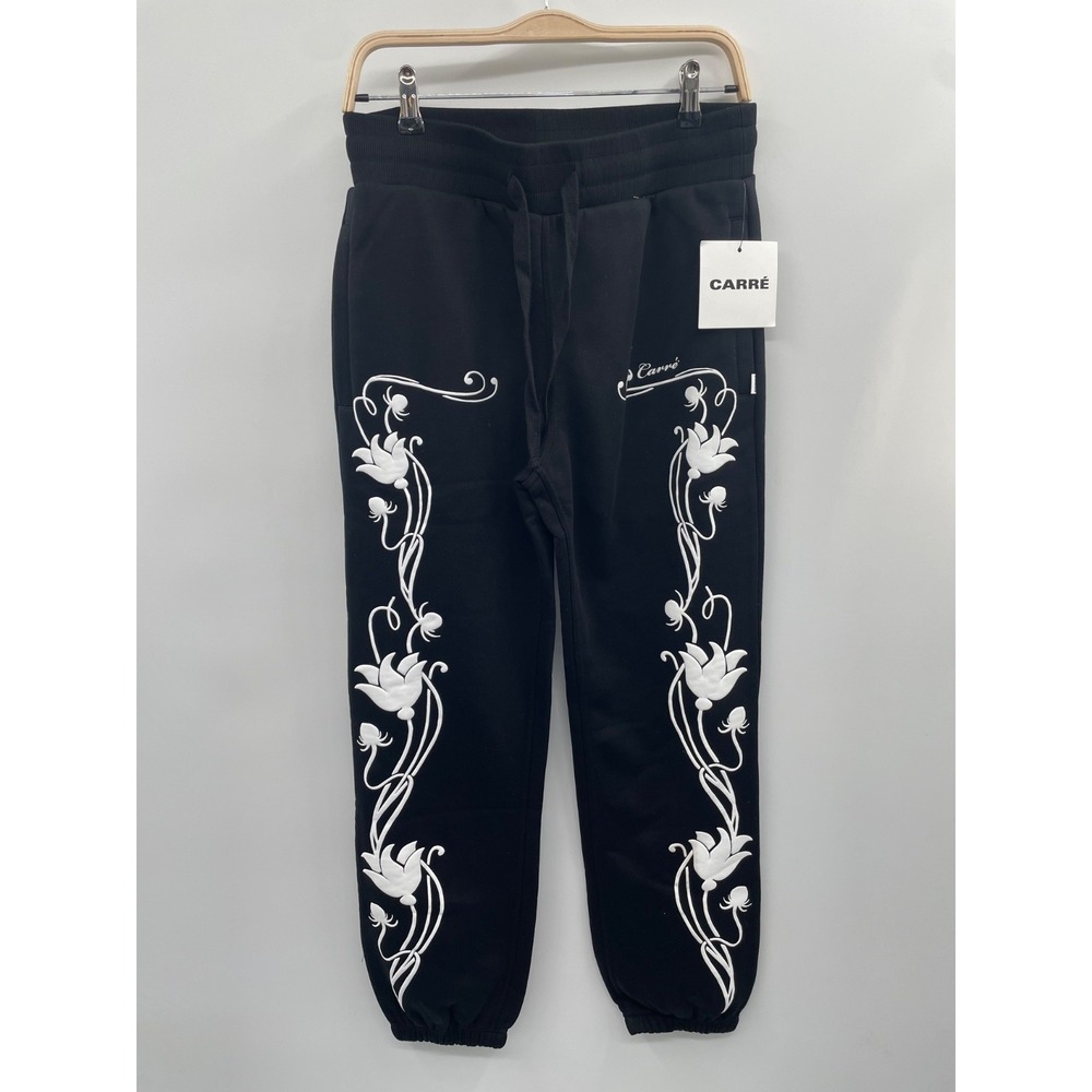 NWT Carré Nouveau Baggy Sweatpant men's Medium Black Puff Print Drawstring